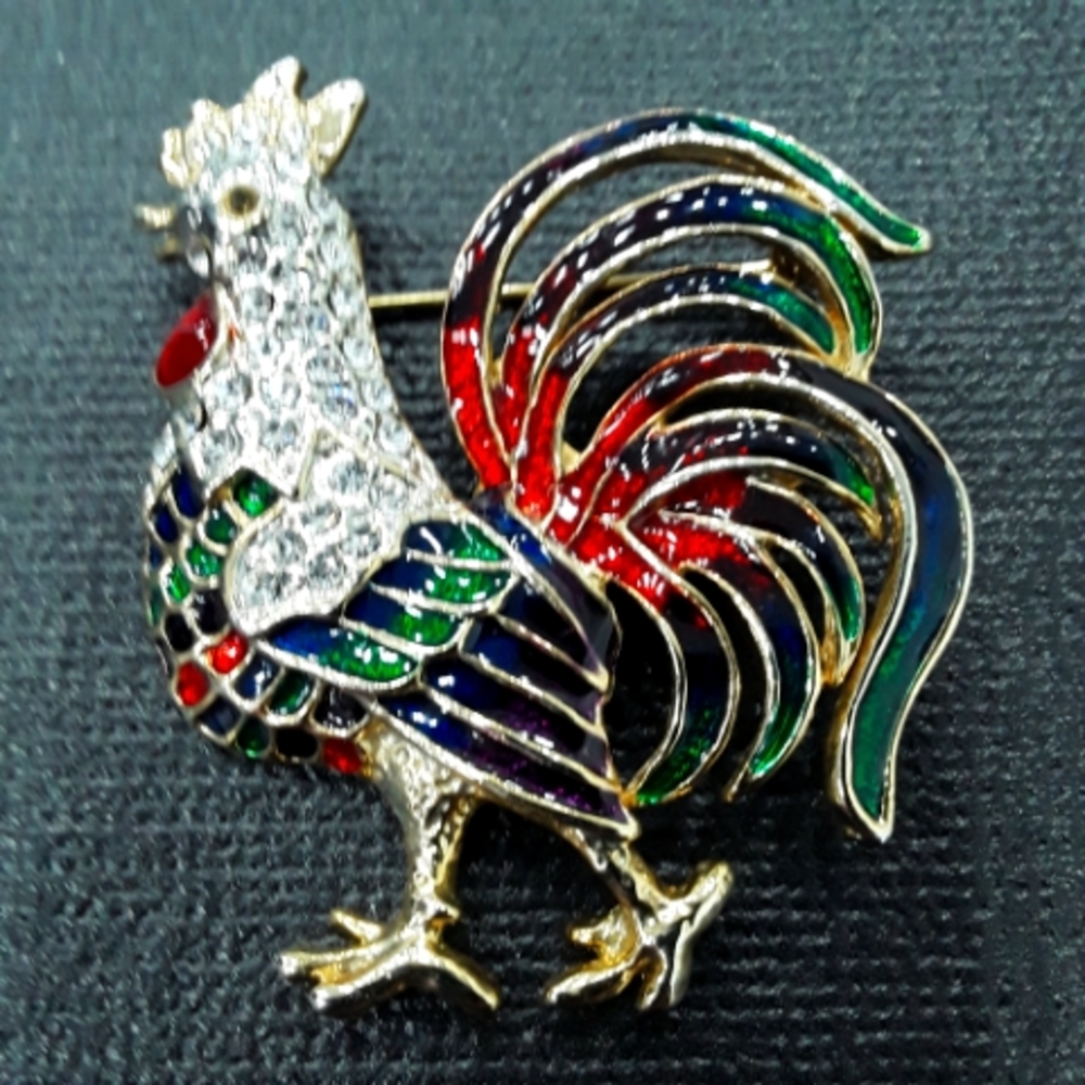 Vintage rooster brooch